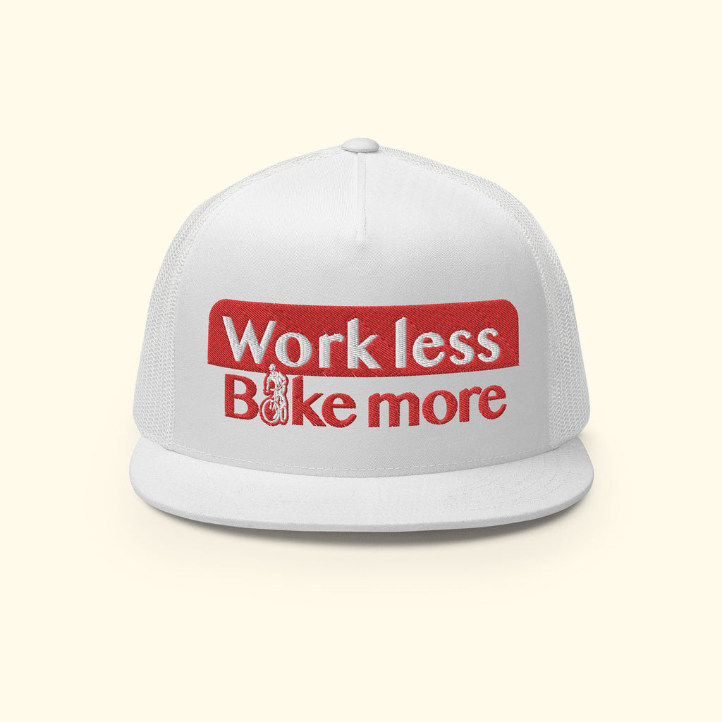 Work Less Bike More Trucker Cap - Mountain bike baseball cap