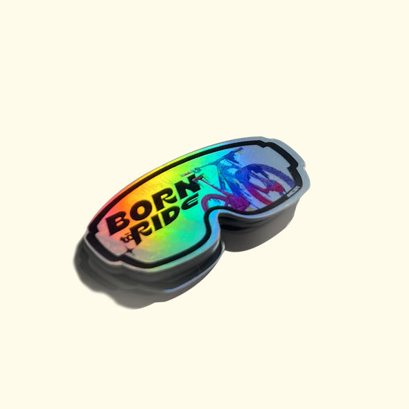 Born to Ride - Holographic MTB Goggle shape sticker
