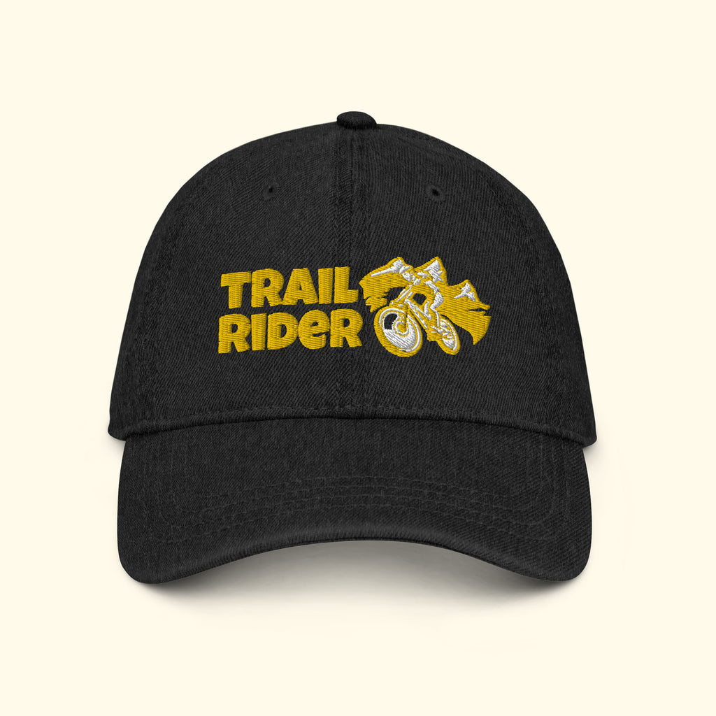 Trail Rider cap with hand signs on the back
